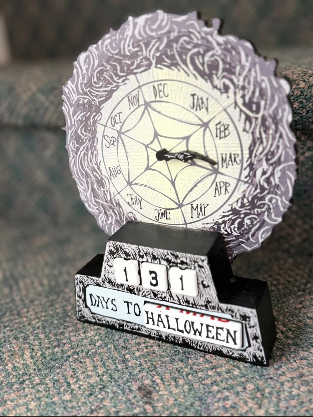 Disney Halloween Countdown Perpetual Calendar Clock - Black & Cream